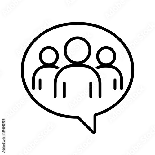 People in speech bubble icon symbolizing group therapy and social support, outline icon