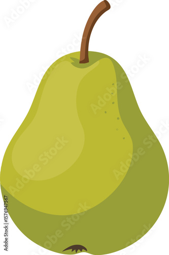 A Delightful Green Pear Illustration: Fresh Fruit Still Life with Natural Stem and Subtle Texture on a Transparent Backdrop for Healthy Eating Concepts and Culinary Art