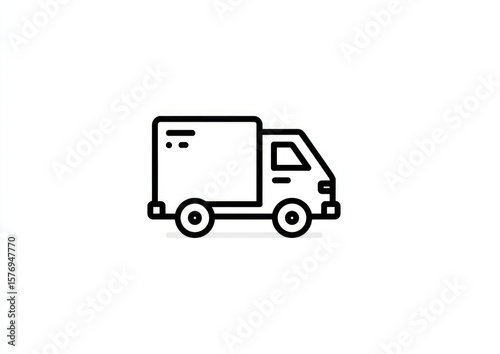 Wallpaper Mural Simple line art illustration of a delivery van, white background, shadow effect Torontodigital.ca