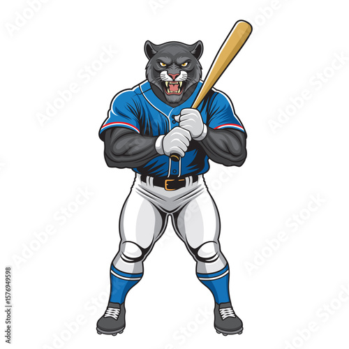 baseball mascot panther vector illustration panther baseball design