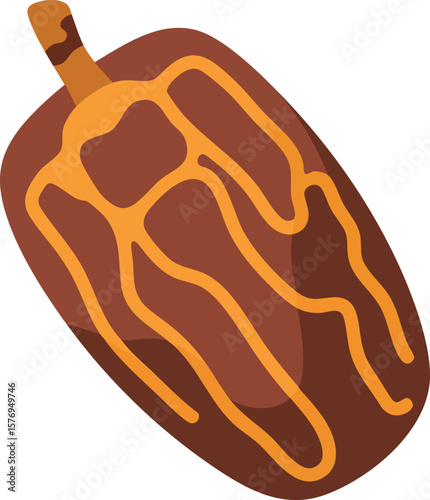A Richly Detailed Date Fruit Vector Illustration on a Transparent Backdrop, Perfect for Middle Eastern Food Designs and Healthy Snack Concepts in Digital Art