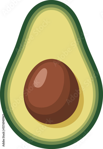 A Vibrant Avocado Vector Illustration with Seed on a Transparent Backdrop, Perfect for Healthy Food Designs and Vegetarian Concepts in Digital Art