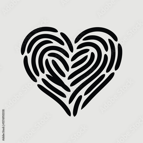 Fingerprint Heart Shape Illustration on Light Gray Background for Valentine s Day