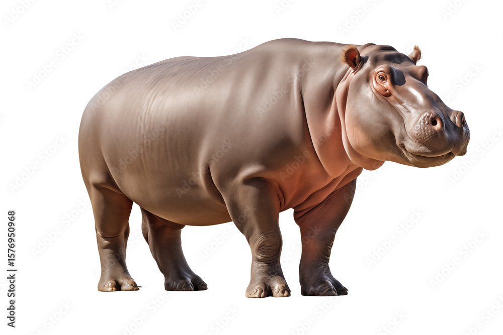 Fototapeta premium Hippopotamus, large, isolated on transparent background