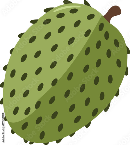 Soursop Vector Illustration A Detailed and Vibrant Depiction of the Tropical Fruit with Spiky Skin on a Simple Background for Culinary and Educational Purposes