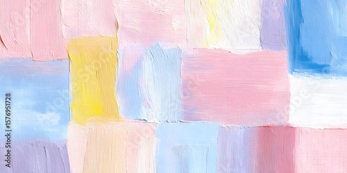 Soft pastel grid pattern abstract painting with gentle brushstrokes