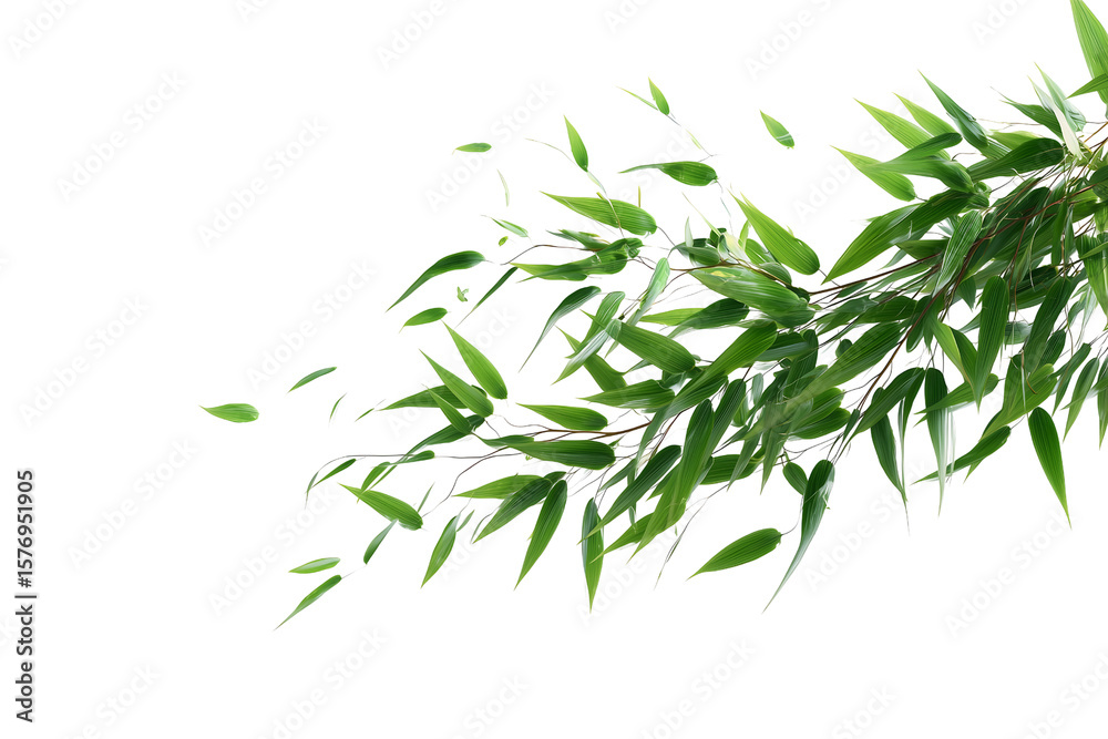Obraz premium Leaves blowing in the wind on transparent background