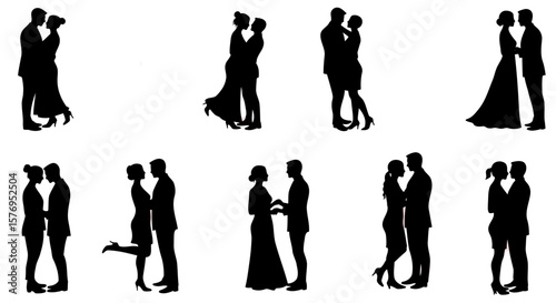 Silhouette couples romance love wedding celebration