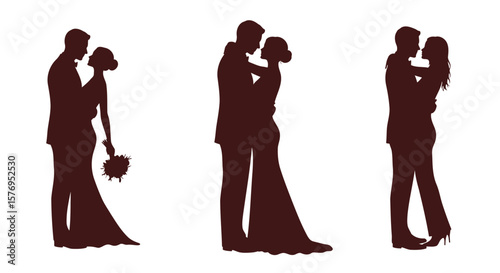 Wedding couple silhouette love romance celebration