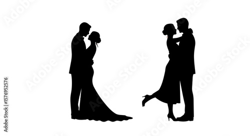 Wedding couple silhouette romance love celebration