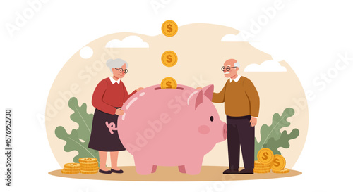 Retirement savings investing money piggy bank couple