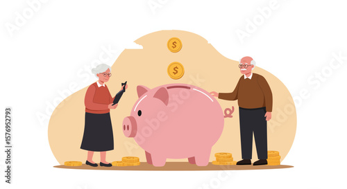Saving money retirement planning piggy bank concept