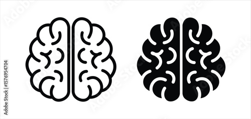 Human brain icon with neural bonds - stock vector , vector illustration .