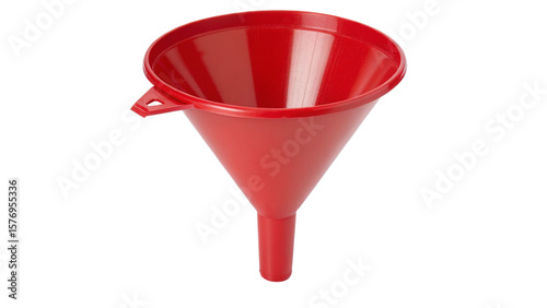 Red Plastic Funnel – Kitchen and Household Tool Isolated on Transparent Background