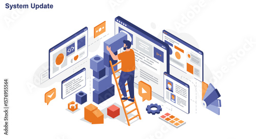 Isometric design of system update with web interfaces and analytics