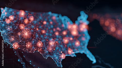 Wallpaper Mural Usa Map Network with Glowing Dots Torontodigital.ca