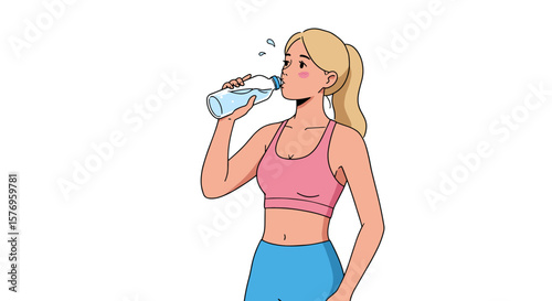 Active woman hydrating after workout in sporty outfit