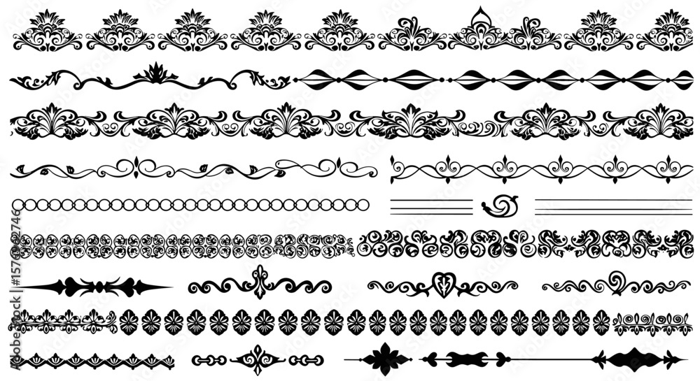 Obraz premium Elegant ornamental border designs set in intricate black silhouette style