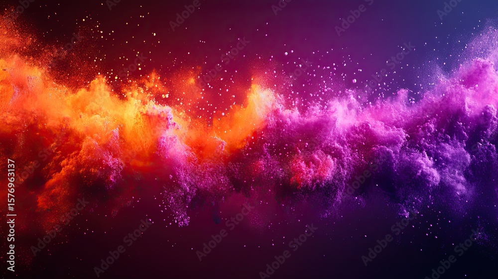 Fototapeta premium Colorful abstract explosion of vibrant particles.