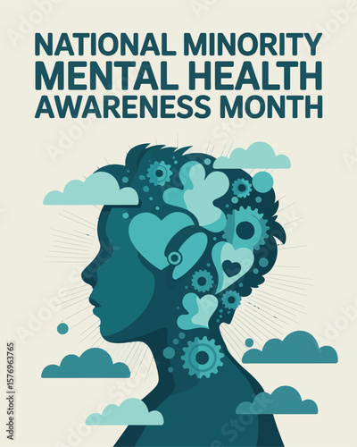 National Minority Mental Health Awareness Month Profile Illustration