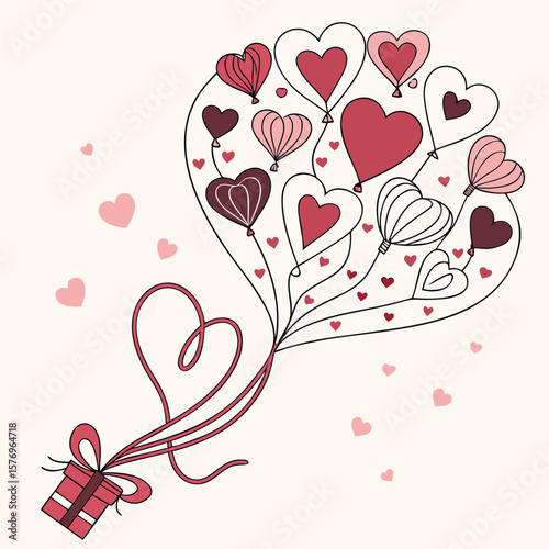 Happy valentine day. with creative love composition of the hearts. Vector illustration