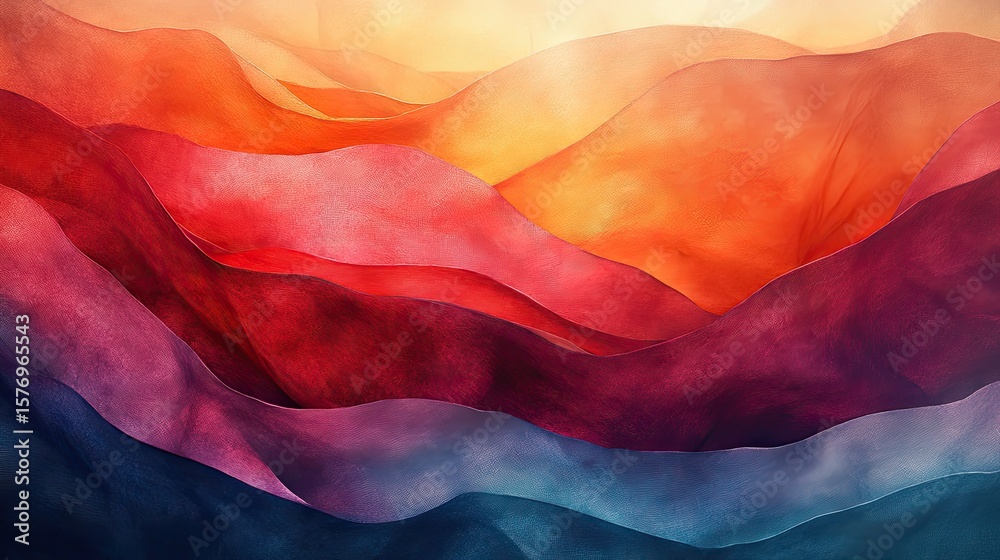 Fototapeta premium Colorful, layered fabric folds create a vibrant abstract design.