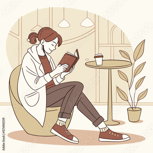 Reading Retreat: A serene scene of a young person immersed in a book. A moment of quiet introspection in a cozy setting.