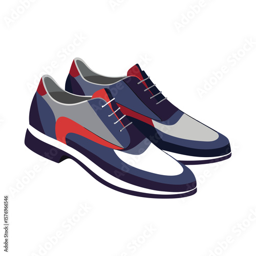 Stylish blue and red leather oxford shoes for men