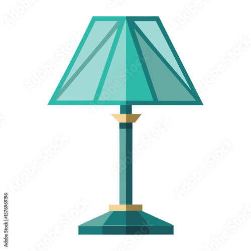 Elegant teal table lamp with geometric shade