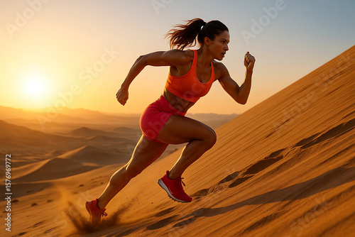 mujer corriendo en el medio del desierto