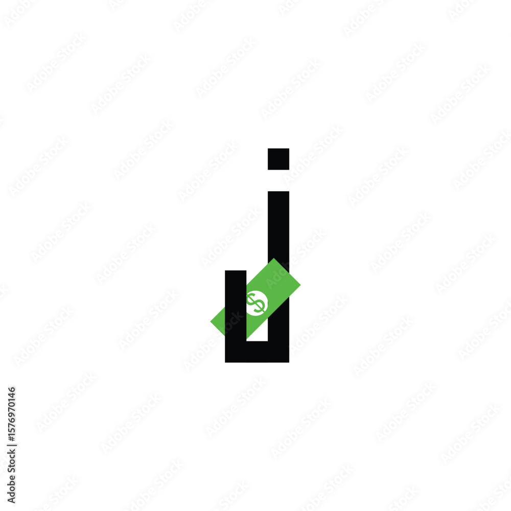 Fototapeta premium Letter j money, geometric symbol simple logo vector
