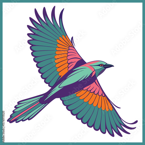 Bird colorful gradient design vector
