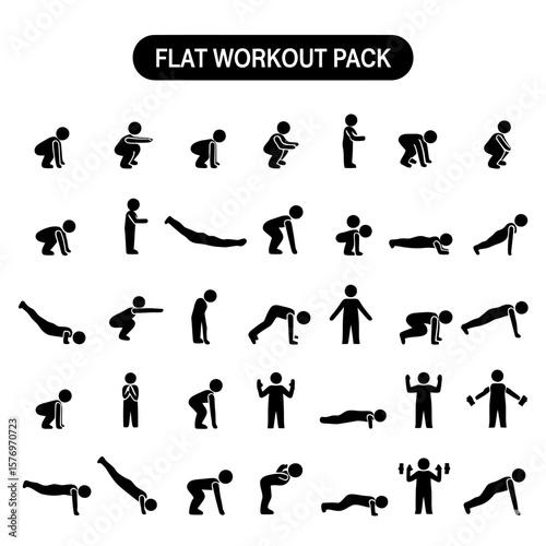 Workout Exercise Icon Set in Flat Design