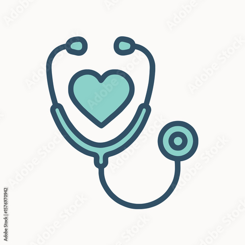 Stethoscope Line Art Icon – Medical Equipment
