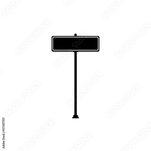 Blank street sign on pole in minimalist design  