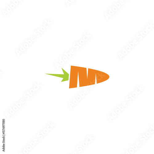 Letter M carrot geometric symbol simple logo vector