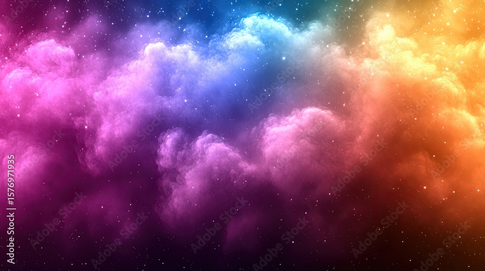 Naklejka premium Colorful nebula with shimmering stars.