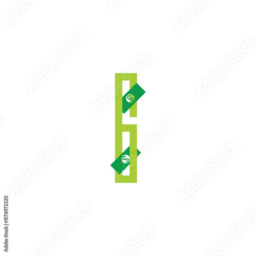Number 6 money, dollar geometric symbol simple logo vector