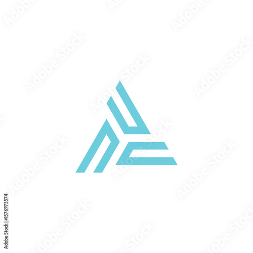 Letter n, u and c triangle geometric symbol simple logo vector