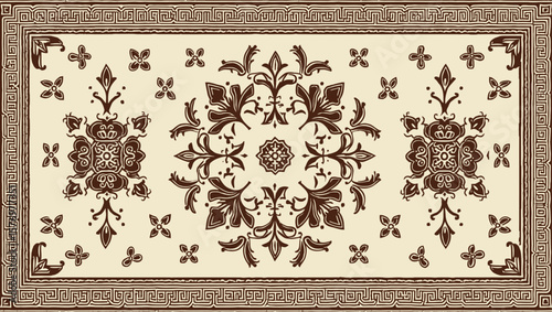 Elegant Ornate Wall Panel with Intricate Sunburst Designs in Warm Brown Tones, YAKAN CLOTH FILIPINO DESIGN