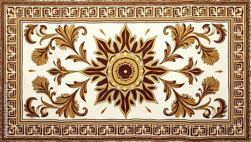 Elegant Ornate Wall Panel with Intricate Sunburst Designs in Warm Brown Tones, YAKAN CLOTH FILIPINO DESIGN