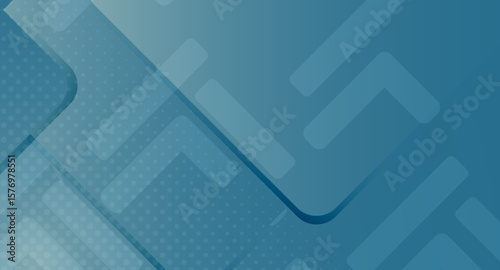 This modern abstract design showcases overlapping geometric shapes and subtle halftone textures in a monochromatic blue palette, creating a sleek and contemporary visual effect