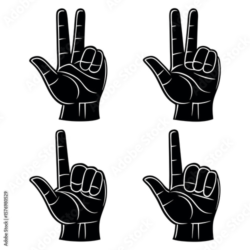 Stylized Black and White Hand Gestures Symbolic Communication and Graphic Representation of Sign Language and Expressive Body Language