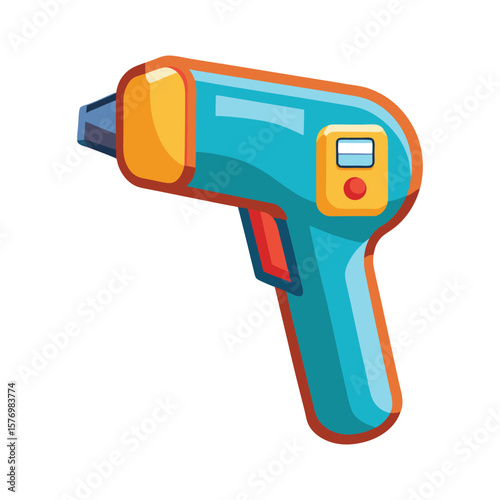 Cartoon illustration of a teal and orange infrared thermometer