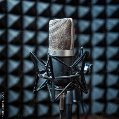 A microphone stand with a shock mount, showcasing a minimalist setup.