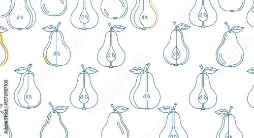 Elegant pear pattern featuring a whimsical artistic design and fresh fruit motifs