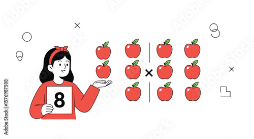 Learning multiplication through visual counting and apple arrays for young students developing essential math skills