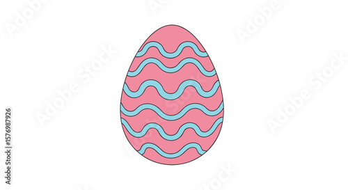 A digitally created illustration of a festive easter egg adorned with repeating wavy lines in a pastel color palette perfect for spring celebrations and holiday decorations