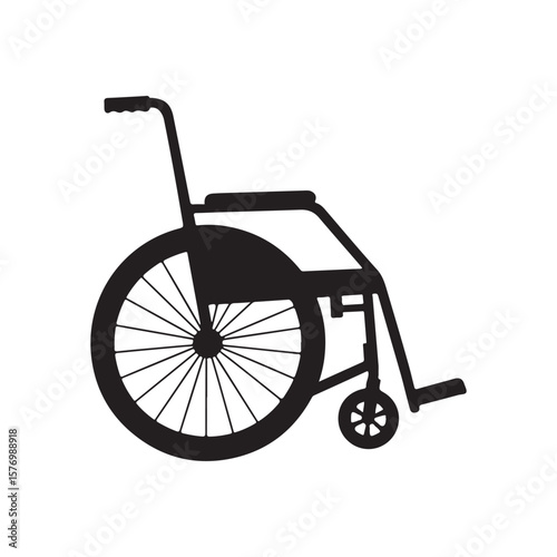 Empty wheelchair silhouette isolated on white background. Wheelchair icon vector illustration design