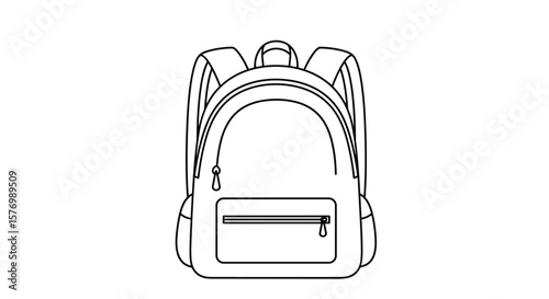 Classic black and white sketch of a stylish everyday backpack suitable for school or travel